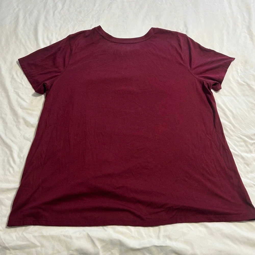 Old Navy Active Go-Dry Twist Front Workout Top Burgundy Maroon XL Short Sleeve